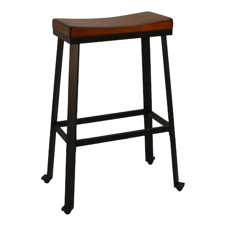 Guest Room 30 in. Thea Saddle Seat Stool, Chestnut & Black GU2845107